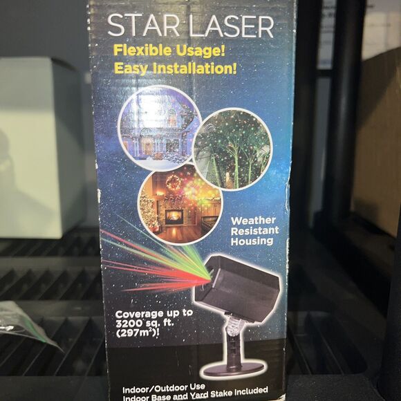 EZ-Illuminations Laser Projector Animated Christmas Red Green Stars NEW Open Box - Picture 7 of 8